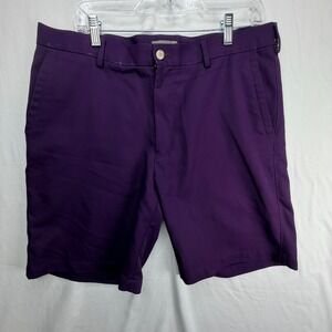 Peter Millar Crown Sport Mens Purple Performance Golf Shorts Size 36 Flat Front
